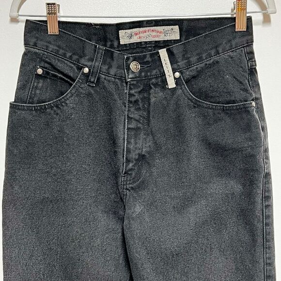 80’s Vintage Black denim jeans white tab 900 Series Women’s Sz 11 28 W - Picture 3 of 6